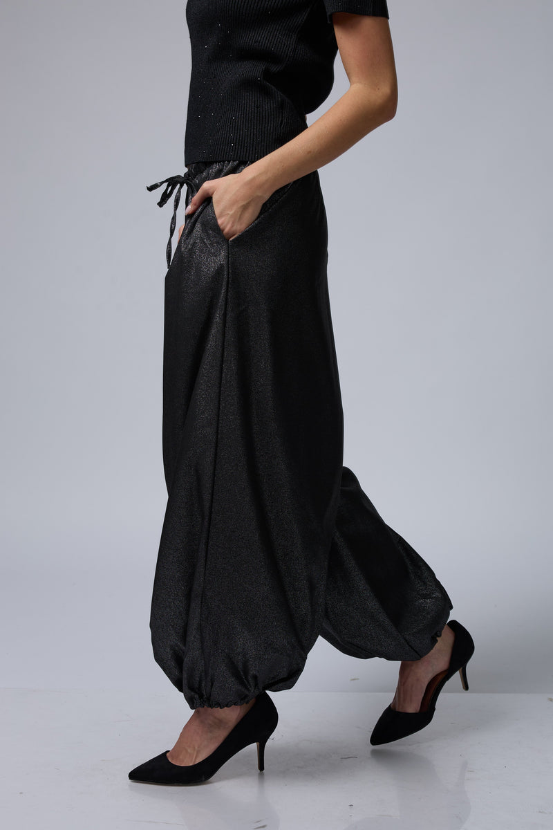 MOON מכנס מטאלי גומי