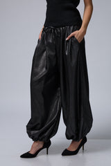 MOON מכנס מטאלי גומי