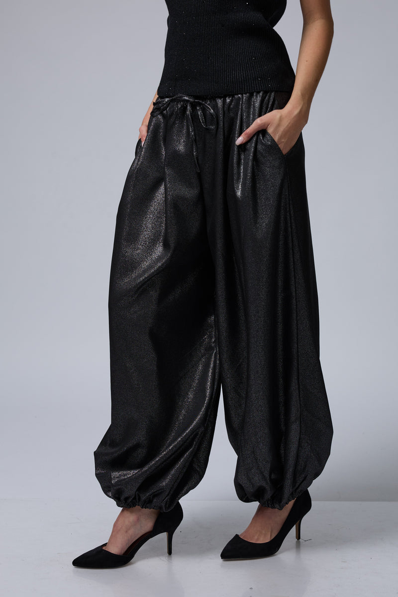 MOON מכנס מטאלי גומי