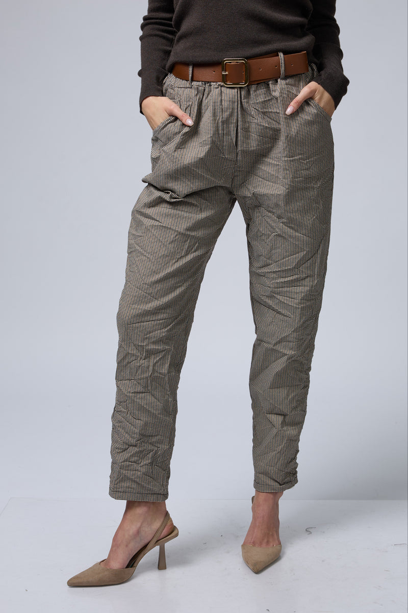 מכנס משובץ+חגורה