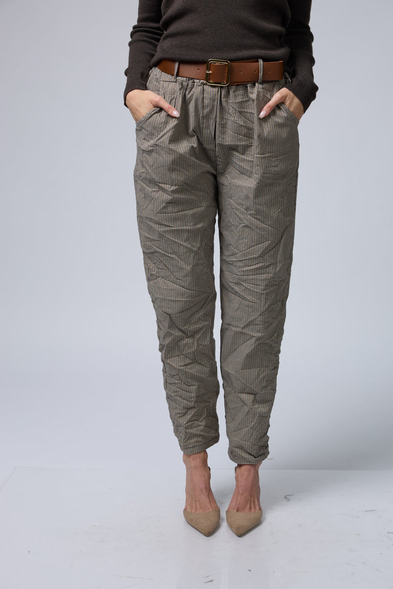 מכנס משובץ+חגורה