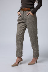 מכנס משובץ+חגורה