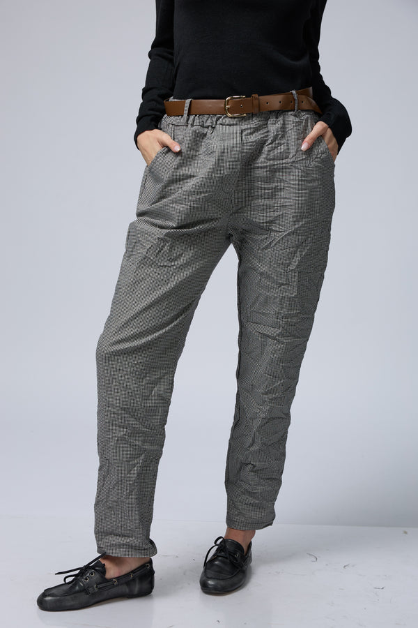 מכנס משובץ+חגורה