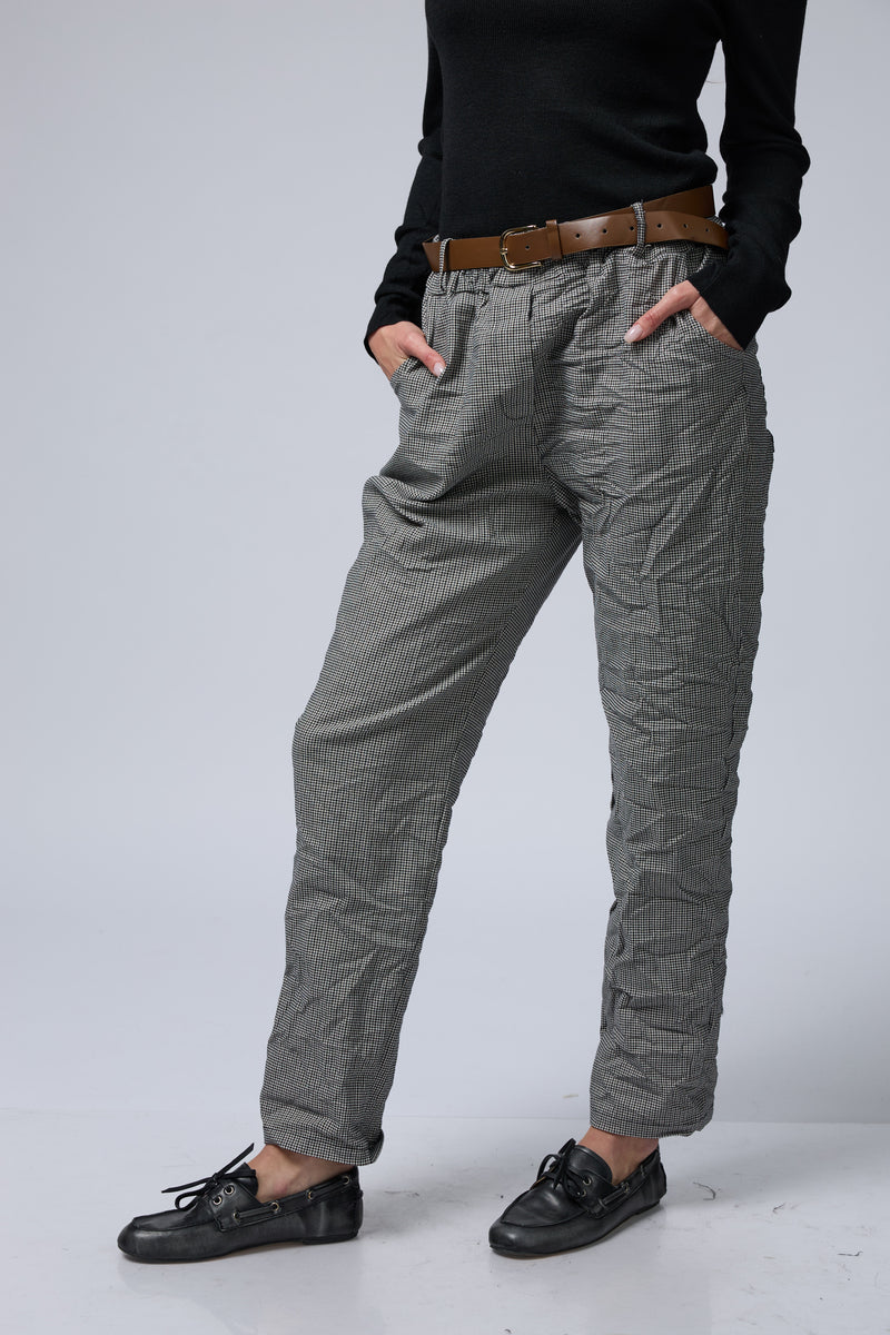 מכנס משובץ+חגורה