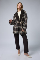 ג'קט משובץ צווארון קורדרוי