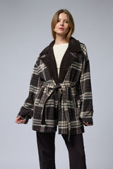 ג'קט משובץ צווארון קורדרוי