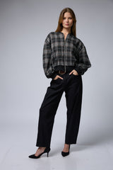 ג'קט משובץ רוכסן