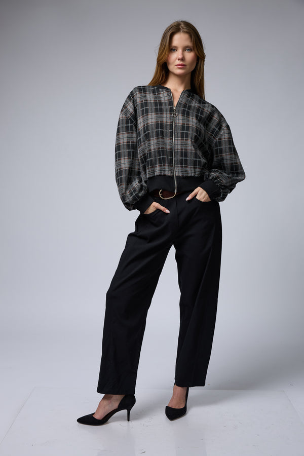 ג'קט משובץ רוכסן