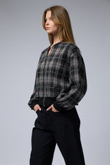 ג'קט משובץ רוכסן