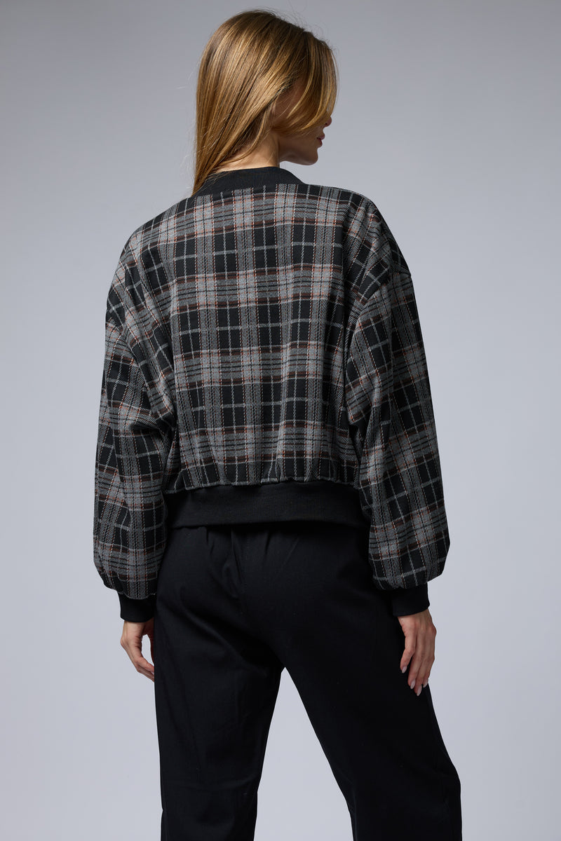 ג'קט משובץ רוכסן