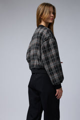 ג'קט משובץ רוכסן