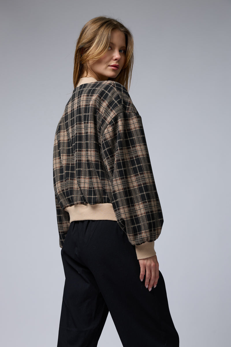 ג'קט משובץ רוכסן