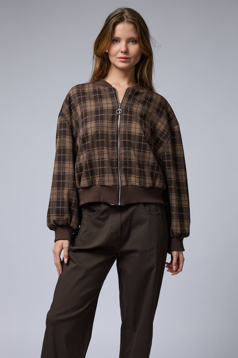 ג'קט משובץ רוכסן