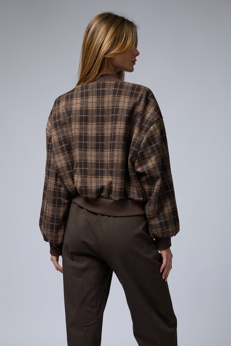 ג'קט משובץ רוכסן