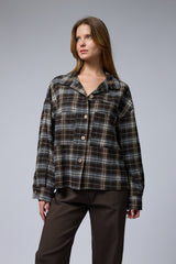 מכופתרת פלנל משובצת+כיסים