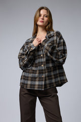 מכופתרת פלנל משובצת+כיסים