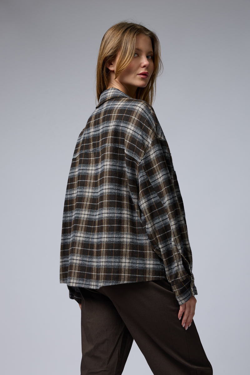 מכופתרת פלנל משובצת+כיסים