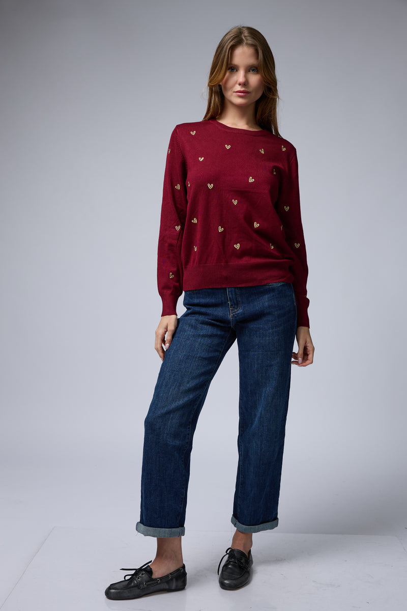 סריג ניקי רקמת לבבות