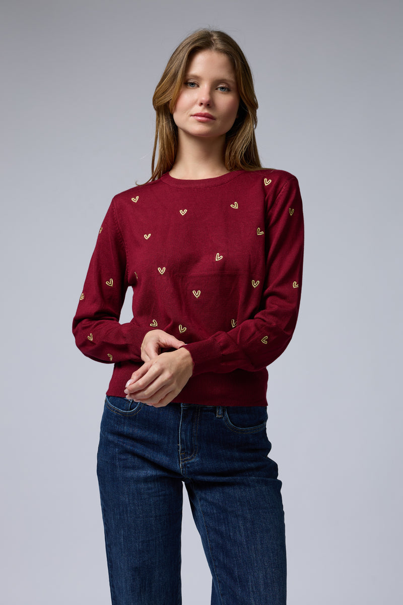 סריג ניקי רקמת לבבות