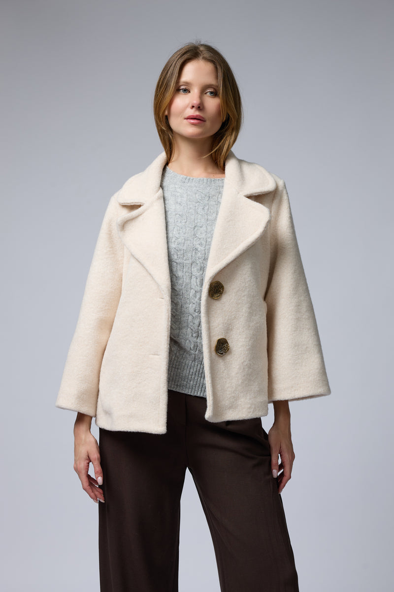 מעיל צמר כפתורי זהב גדולים