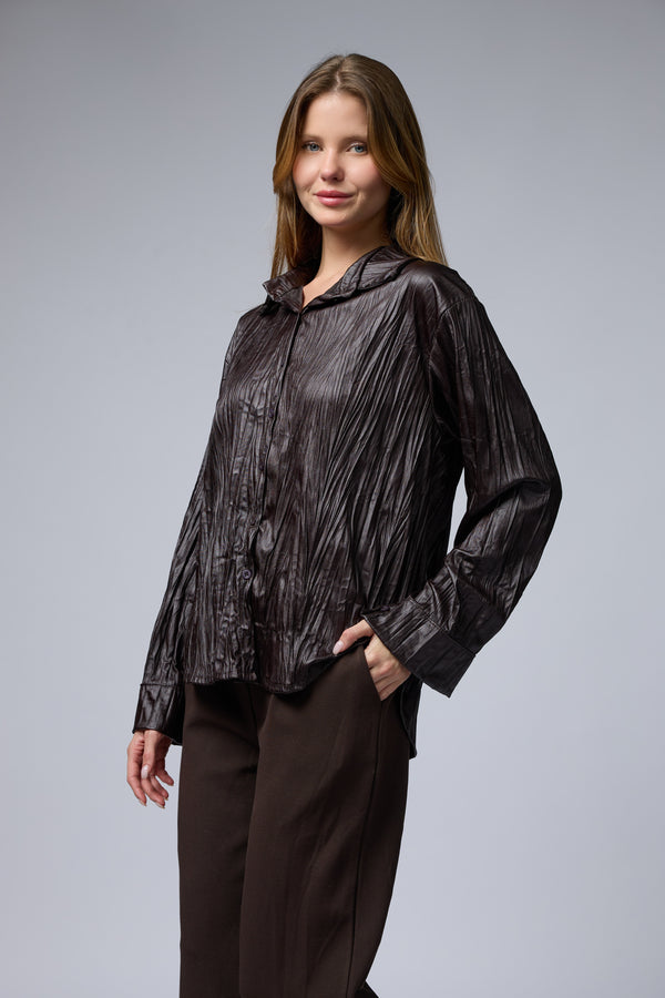 VEGAN מכופתרת מקומטת