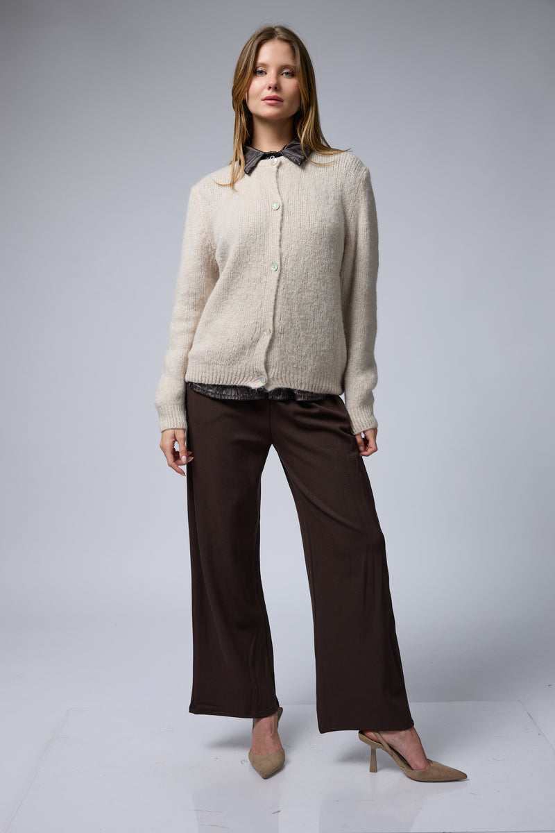 קרדיגן מכופתרת צווארון ריב