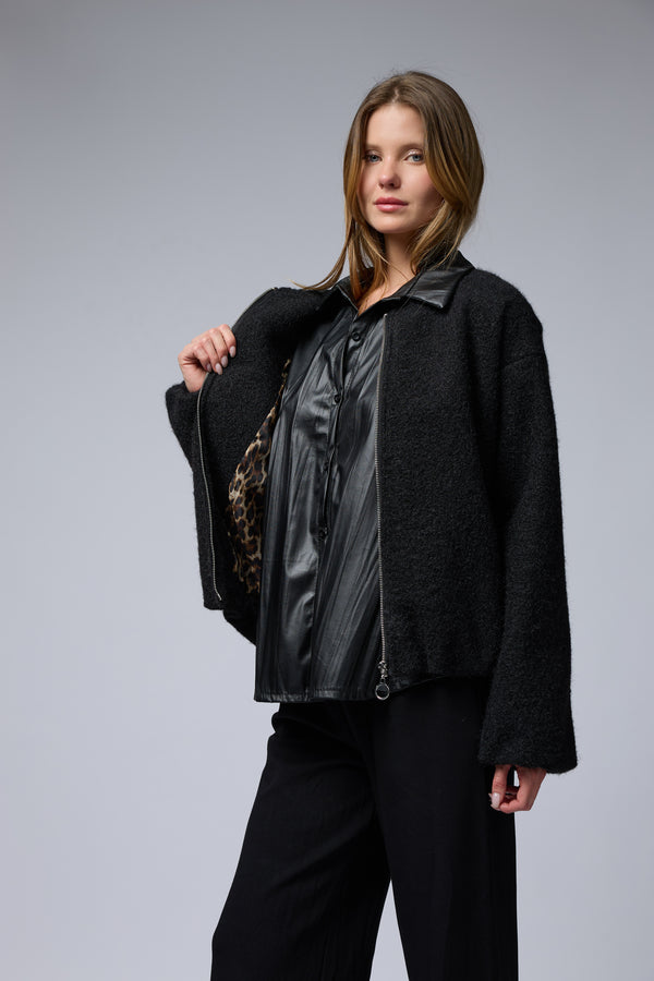 ג'קט צמרי בטנה מנומרת