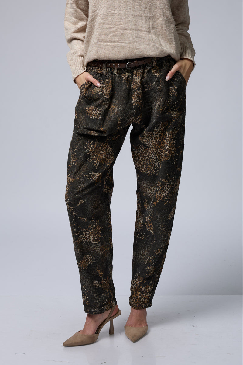 מכנס קורדרוי מנומר+חגורה