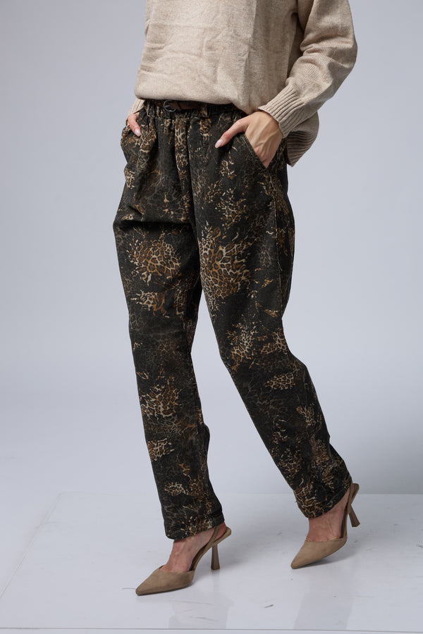 מכנס קורדרוי מנומר+חגורה