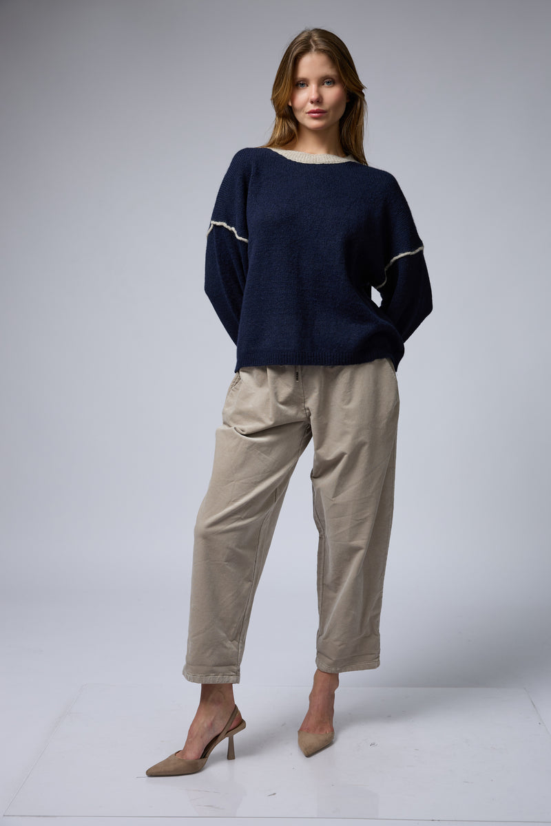 סריג ניקי פס בשרוול