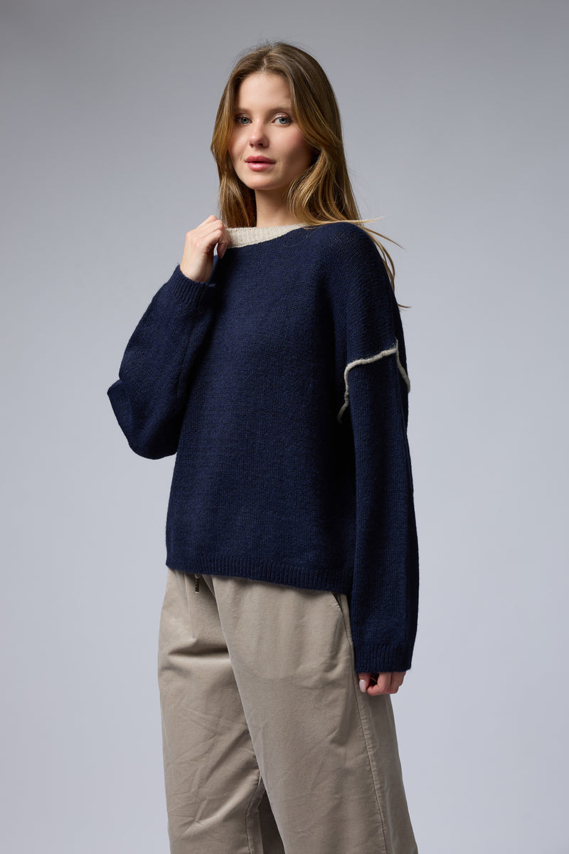 סריג ניקי פס בשרוול