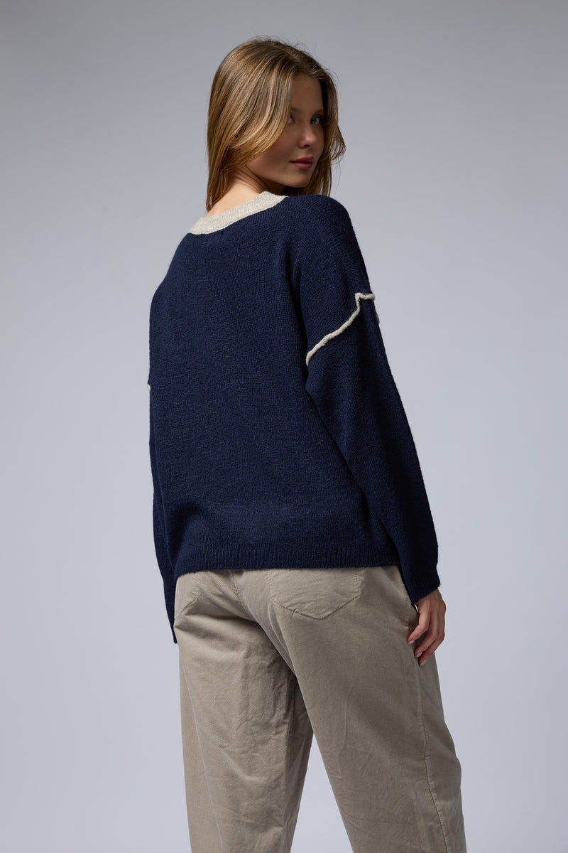 סריג ניקי פס בשרוול