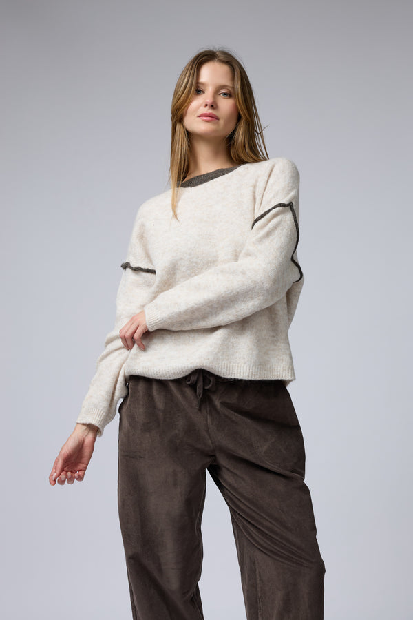 סריג ניקי פס בשרוול