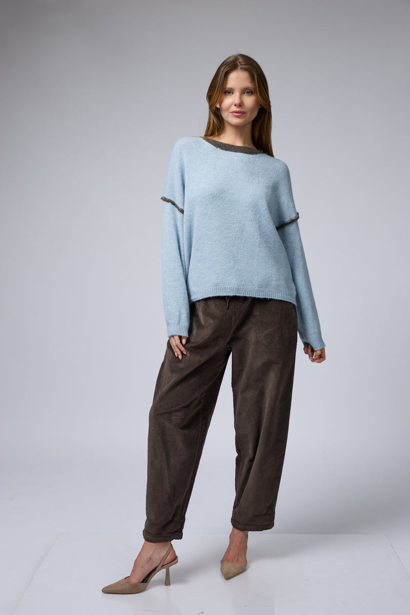 סריג ניקי פס בשרוול