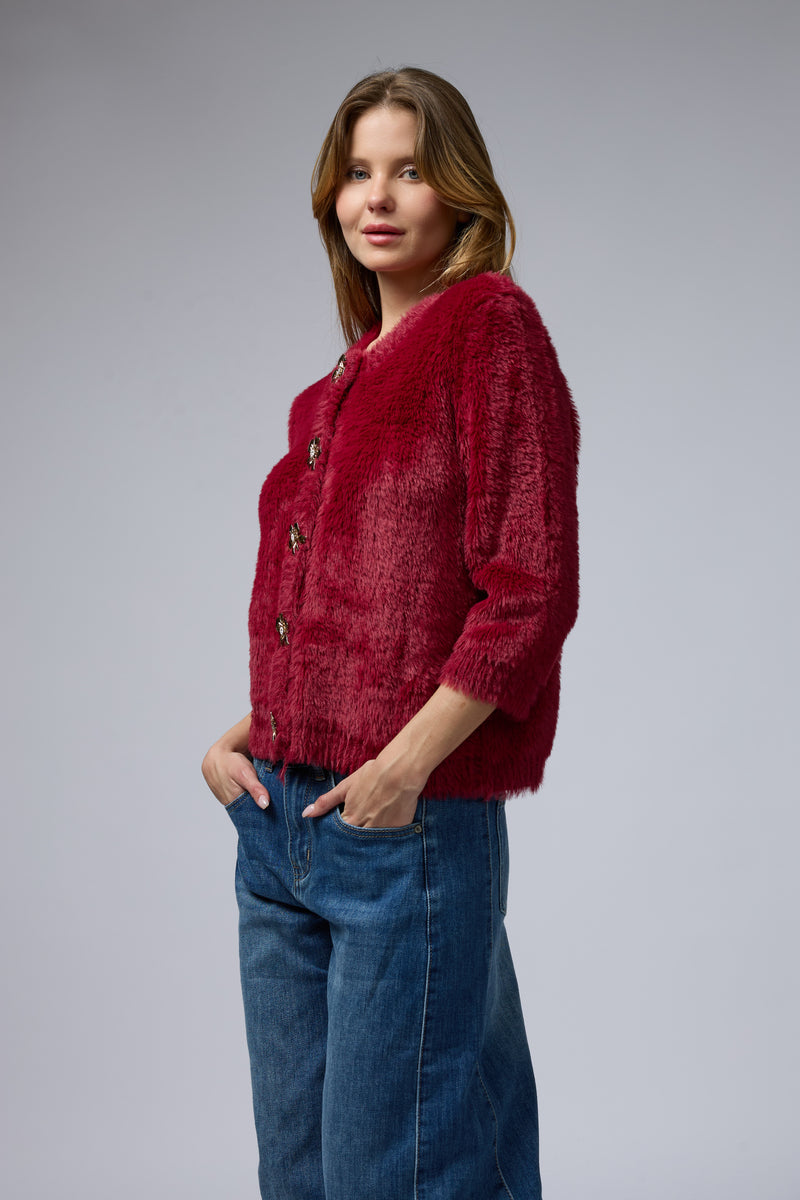 ג'קט פרוותי כפתור פרח