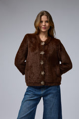 ג'קט פרוותי כפתור פרח