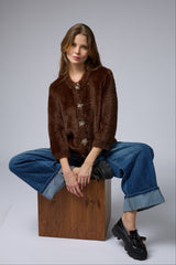 ג'קט פרוותי כפתור פרח