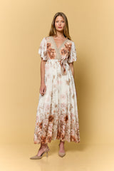 שמלת מעטפת פרחים שיפון
