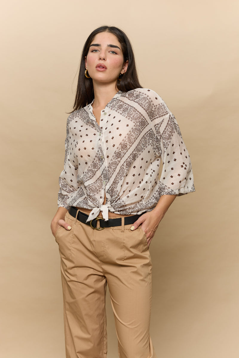 מכופתרת משי וואל+קשירה