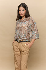 מכופתרת משי וואל+קשירה