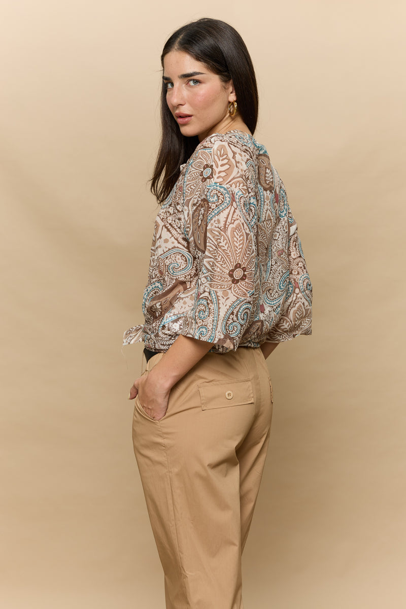 מכופתרת משי וואל+קשירה